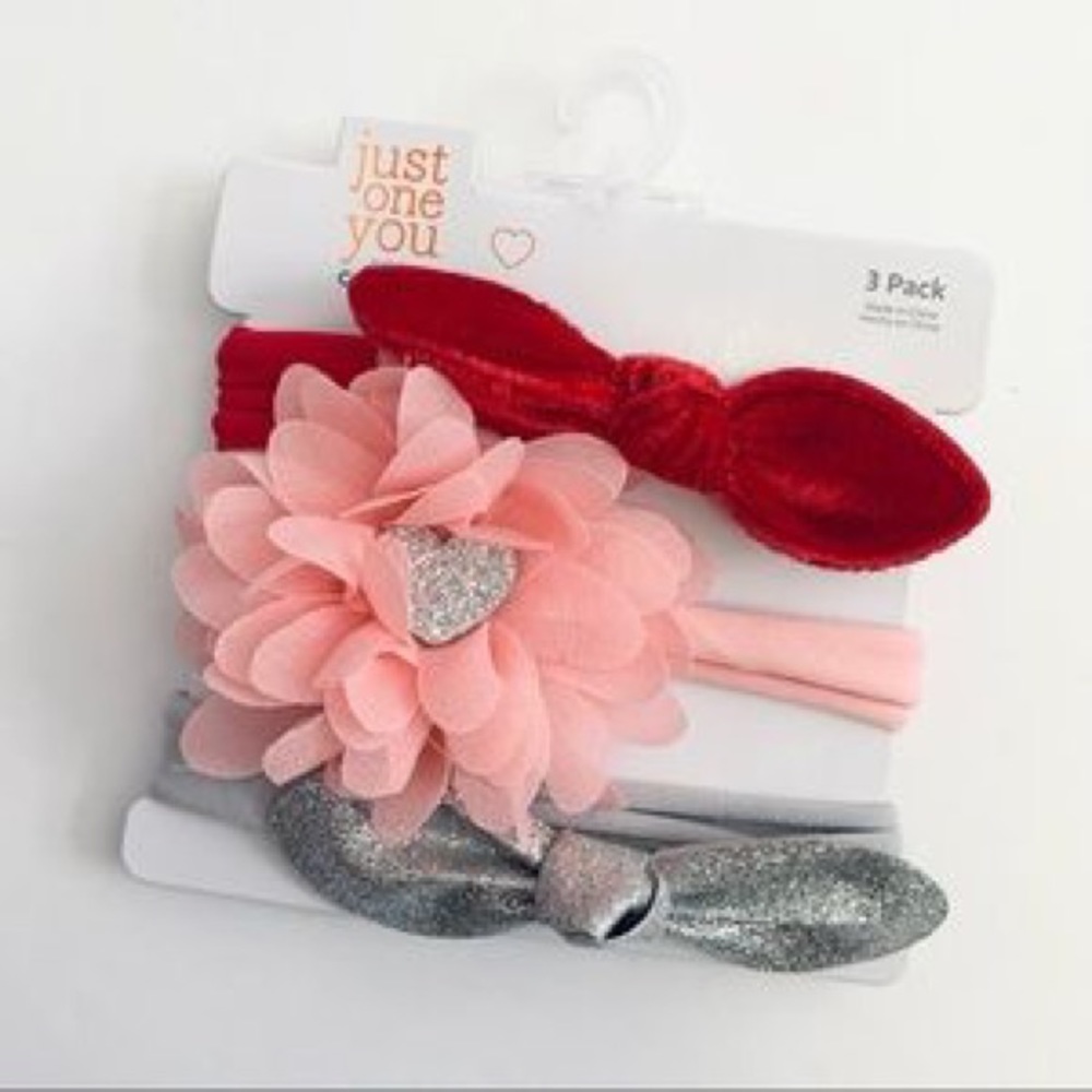 Carter's 3 Pack Hearts, Bows & Floral Headwraps